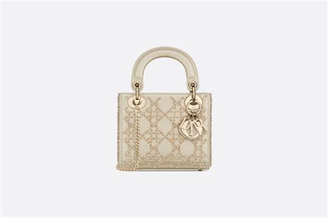 Mini Dior Or Lady Dior Bag Metallic Platinum